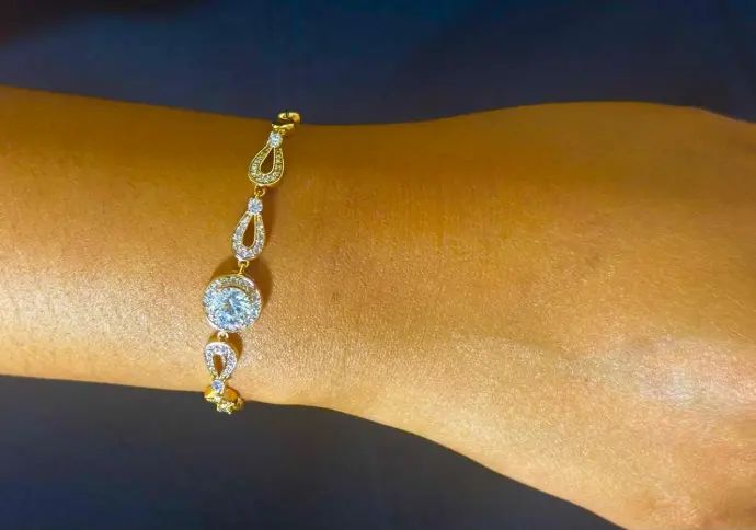 Gold Bracelet White Stone
