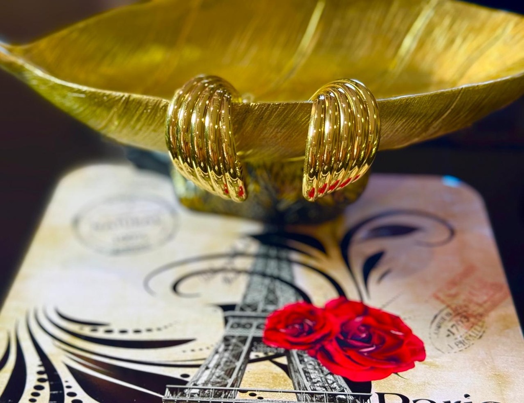 Five Moon Statement Gold Earrings