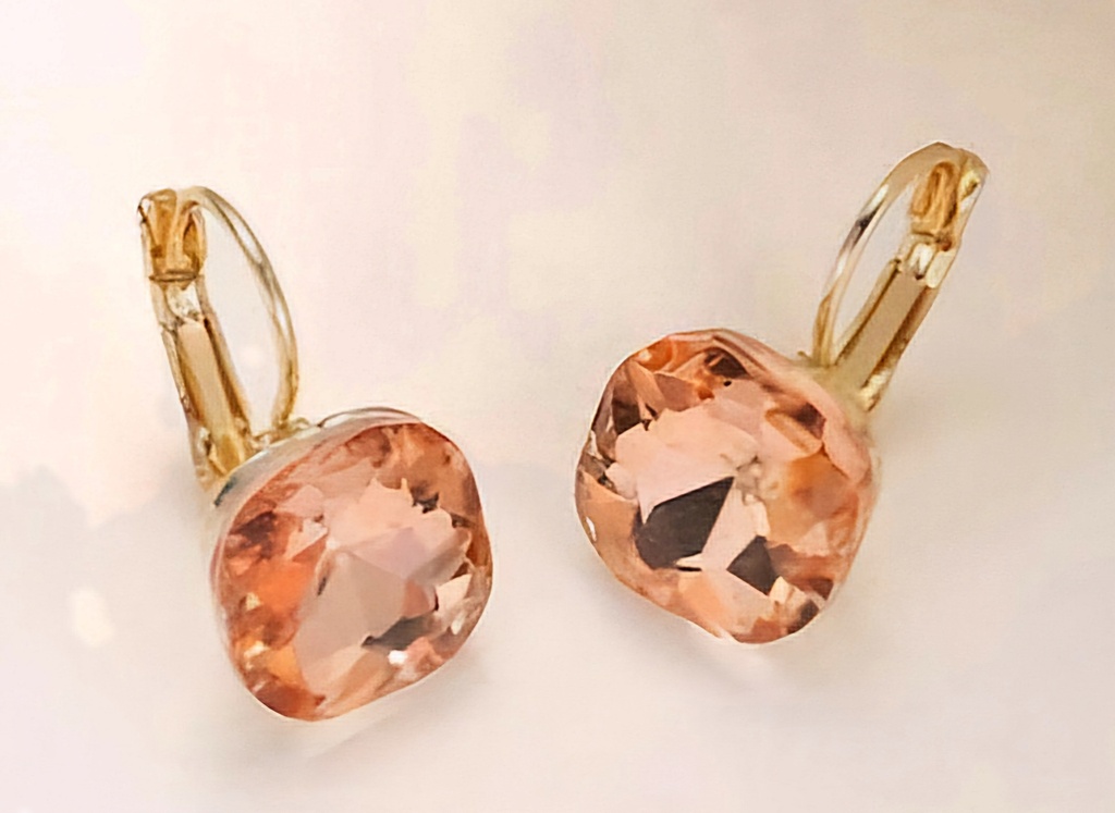Square Orange Crystal Earings