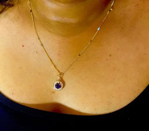 [NK 004] Gold Necklace(Blue Stone)